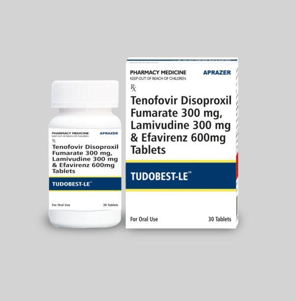 TUDOBEST-LE - Tenofovir Disoproxil Fumarate 300 mg , Lamivudine 300 mg , Efavirenz 600 mg Tablet-0